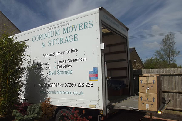 Removals lorry with packing boxes